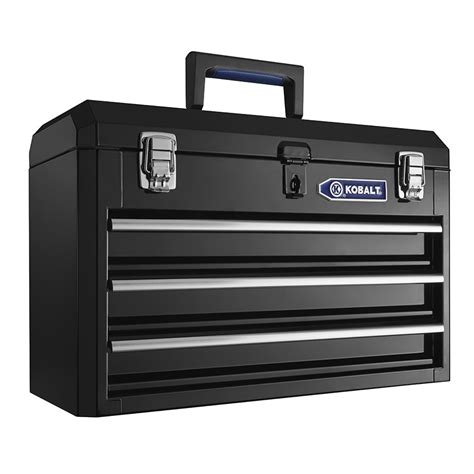 kobalt portable 20.67 in 3 drawer steel lockable tool box|kobalt ball bearing drawers.